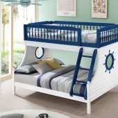 Farah Bunk Bed BD00493 in White & Navy by Acme