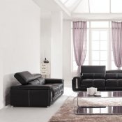 Black Leather Modern 2992 Sofa by ESF w/Options