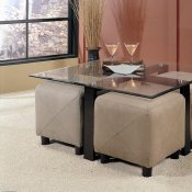 Occasional Coffee Table Set w/Beveled Glass Top & Black Frame