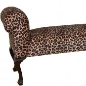 Leopard Fabric Two-Tone Elegant Traditional Bench