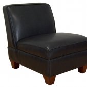 Black Vinyl Modern Armless Chair w/Wooden Legs