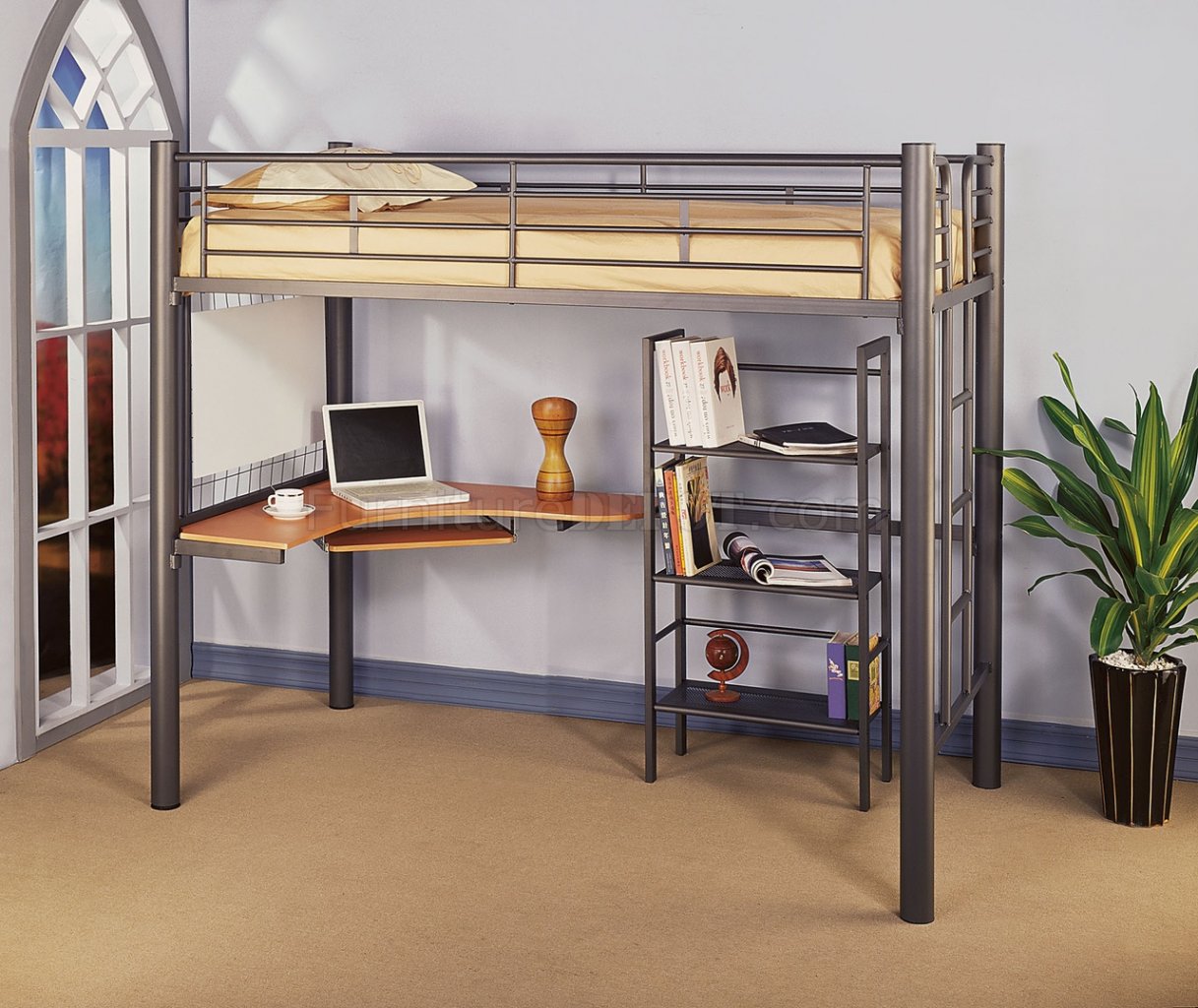 Metal Loft Bunk Bed With Desk