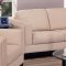 Cream Leather Contemporary Living Room Sofa w/Options