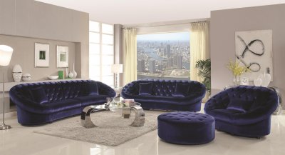 Romanus 511041 Sectional Sofa in Blue Fabric Coaster w/Options