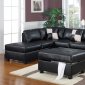 F7355 Sectional Sofa Set in Black Bonded Leather by Poundex