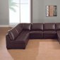 Brown Leather 8 Pc Modern Sectional Sofa W/Tufted Seats