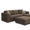 Chocolate Toned Fabric Modern Sectional w/Wooden Legs