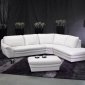 White Leather Contemporary Sectional Sofa w/Ottoman