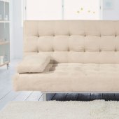 Beige Microfiber Modern Sofa Bed Convertible w/Tufted Seat