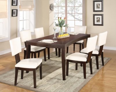 Warm Espresso Finish Modern Dining Table w/Optional Side Chairs