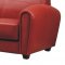 Red Full Leather Sofa & 2 Chairs Set