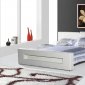 White Leatherette Modern Bed w/Adjustable Headboard