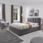 Duke Upholstered Platform Bed in Grey Fabric by J&M