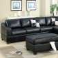 Black Bonded Leather Modern Sectional Sofa w/Optional Ottoman