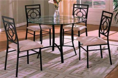 Glass Dining Table Sets on Clear Glass Top 5pc Modern Dining Table Set W Black Metal Base At