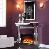 Noralie Electric Fireplace 90470 in Mirror by Acme