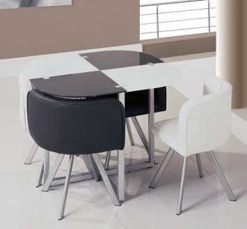 Two-Toned Black & White 5Pc Dinette Set W/Triangle Chairs