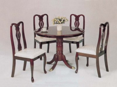 Brown Finish Transitional 5Pc Dining Set w/Cushioned Seats