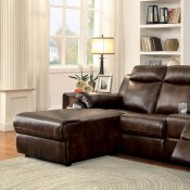 Hardy CM6781BR Reclining Sectional Sofa in Brown Leatherette