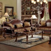 Dresden 15160 Sofa in Brown Bycast Leather & Chenille w/Options