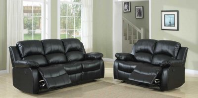 Cranley Motion Sofa 9700BLK - Black Bonded Leather - Homelegance