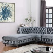 U547 Sectional Sofa in Gray Velvet by Global