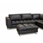 Black Bonded Leather Valentino Sectional Sofa w/Metal Legs