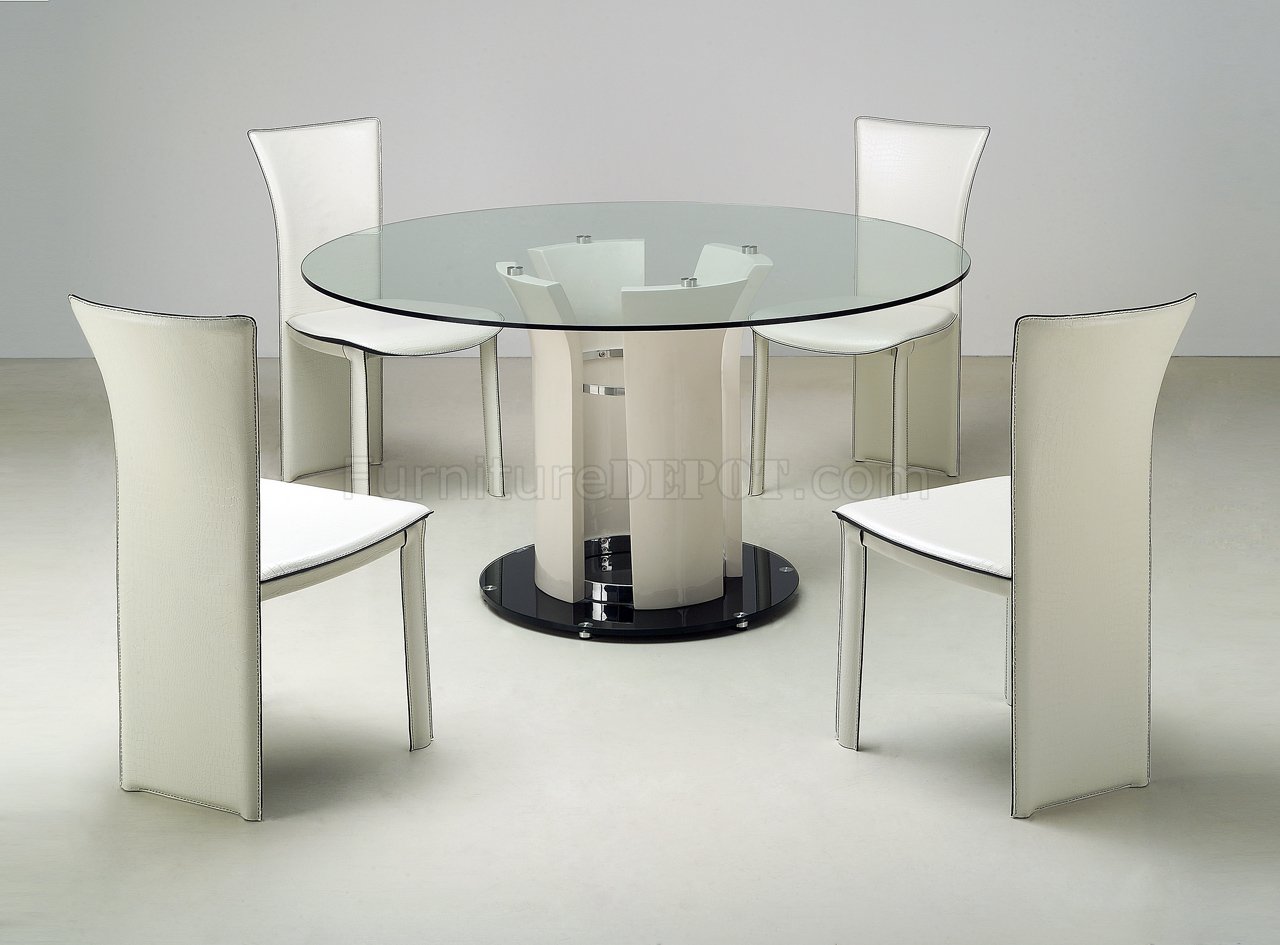 Clear Round Glass Top Modern Dining Table w/Optional Chairs CYDS 