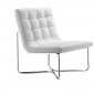 White Leatherette Modern Lounge with Chromed Steel Frame