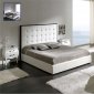 Penelope White Bedroom by ESF w/Tufted Leather Headboard