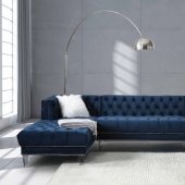 Ezamia Sectional Sofa 57365 in Navy Blue Velvet by Acme
