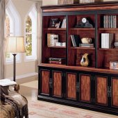 Cherry & Brown Two-Tone Library Wall w/Storage Doors