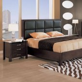 5 Piece Wenge Bedroom Set With Leather Upholstered Headboard