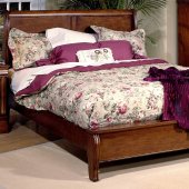 Brown Cherry Finish Classic Platform Bed w/Optional Case Goods