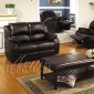 Black Bonded Leather Modern Recliner Sofa w/Options