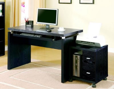 800821 Home Office Desk in Black w/Computer Stand