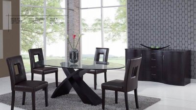 Oval Glass Top Modern Dining Table w/Optional Chairs & Buffet