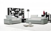 J&M Modern Soho Leather Sofa in White or Black w/Options