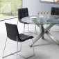 Clear Glass Round Top Modern Dining Table w/Metal Base & Options
