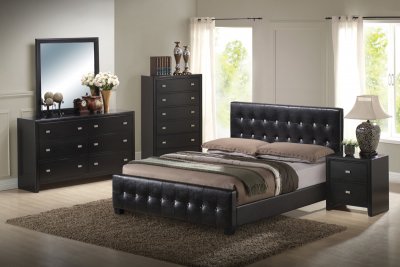 Queen Size Bedroom Furniture on Black Finish Modern Bedroom Set W Queen Size Bed At Furniture Depot