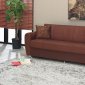 Brown Fabric Modern Convertible Sofa Bed w/Storage Space