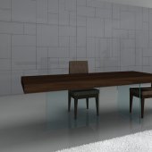 Chocolate Finish Modern Dining Table w/Glass Base & Options