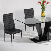 Glass Top & Black Gloss Base Dining Table w/Optional Chairs