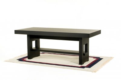 Dark Walnut Modern Rectangle Dining Table w/Shelf