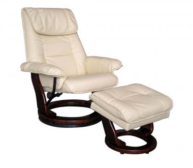 Taupe or Brown Bonded Leather Modern Recliner Chair w/Ottoman