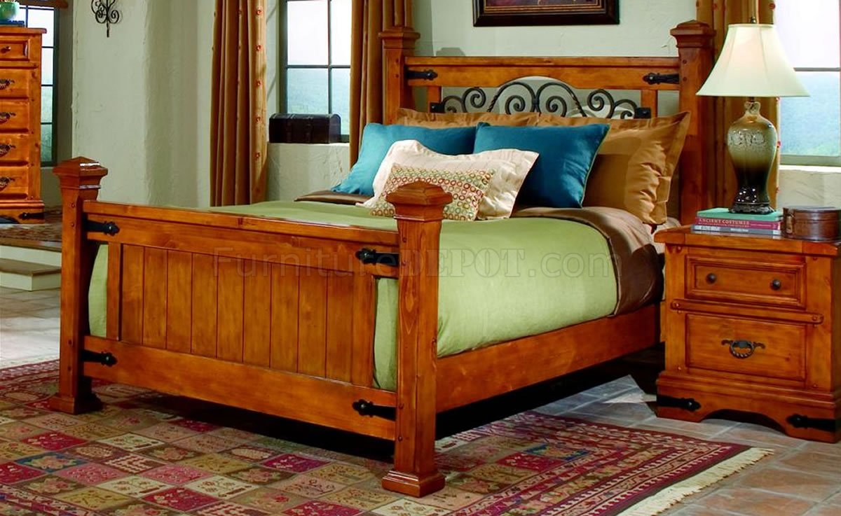 western bedroom furniture on Pine Finish Western Classic Bedroom W Metal Accents At Furniture Depot