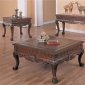 Dark Brown Finish Classic Coffee Table w/Antique Carving Details