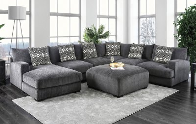 Kaylee Sectional Sofa CM6587 in Gray Chenille w/Options