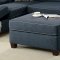 F6523 Sectional Sofa & Ottoman Set in Dark Blue Fabric by Boss