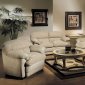 Beige Microfiber Contemporary Sofa w/Oversized Seatings